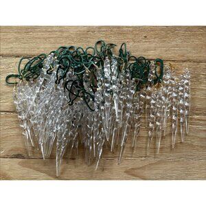 72 Icicle Christmas Ornaments 4" Vintage Shatterproof Acrylic Clear Icicles